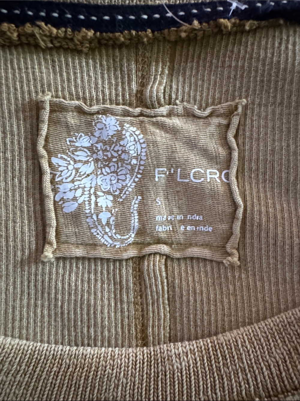 PILCRO Anthropologie washed gold ribbed oversized squared raw seams crop top. S - Picture 6 of 8